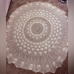 Vintage handmade Elegant Cream Crochet Doily-Farmhouse Decor